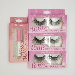 Ioni 3D Whispy Full Dramatic Faux Mink Eyelashes And Lash Glue